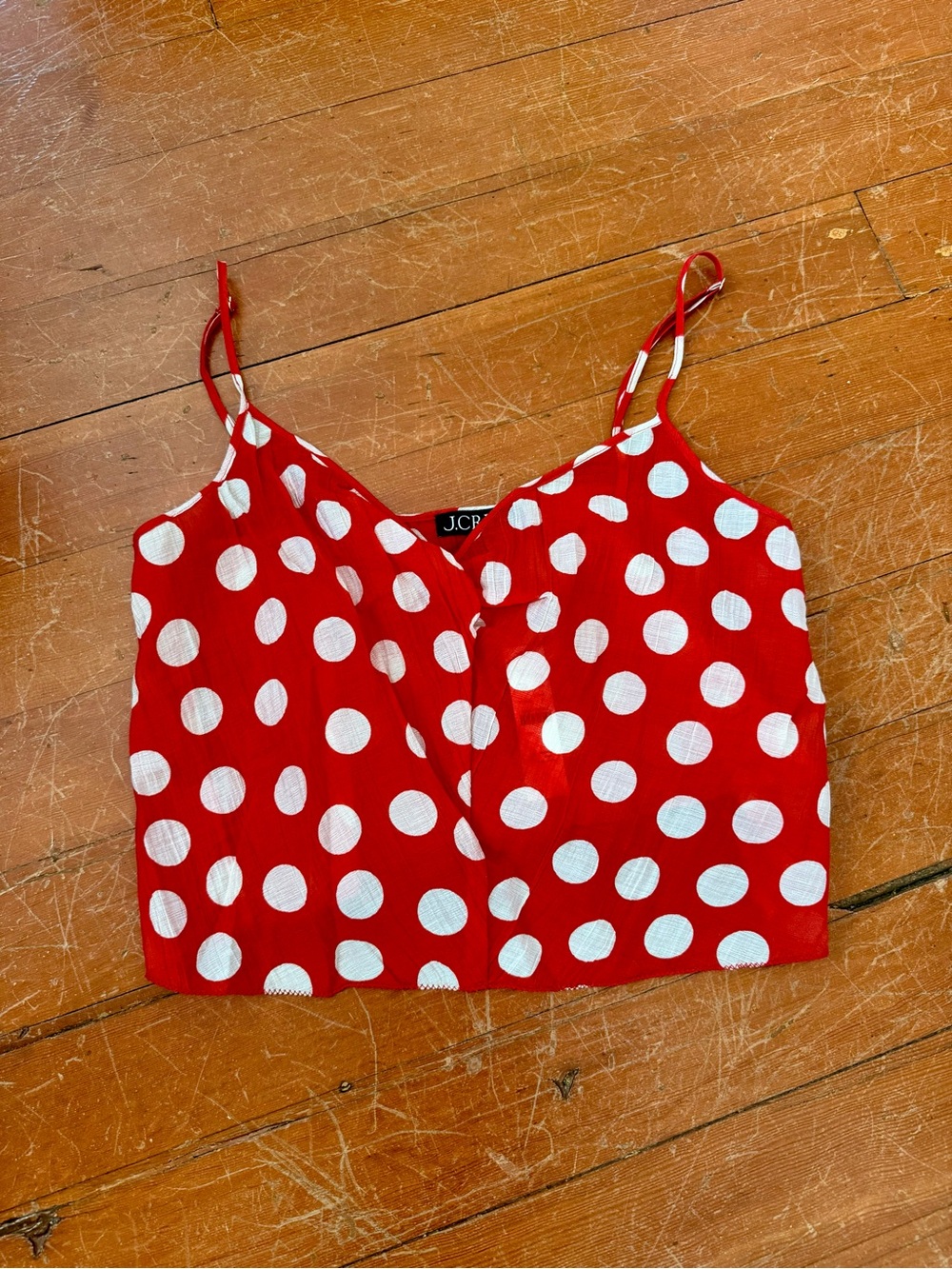 J. Crew Red and White Polka Dot Spaghetti Strap Camisole